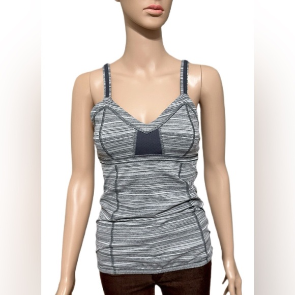 Lululemon Womens Tank Top 6  Reflective Heathered Gray V-Neck Pocket - Picture 1 of 6